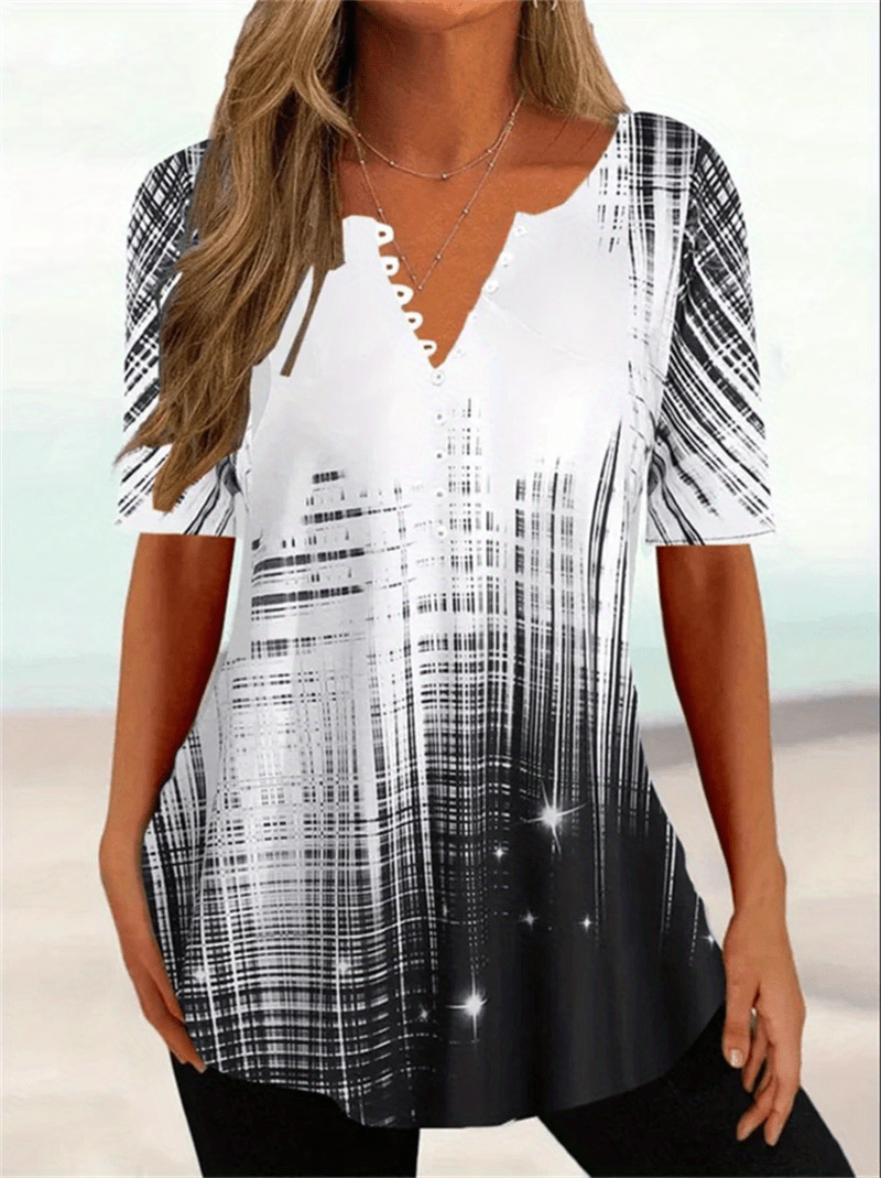 Casual T shirt Plus Size Women s Plus Random Print Short - Temu