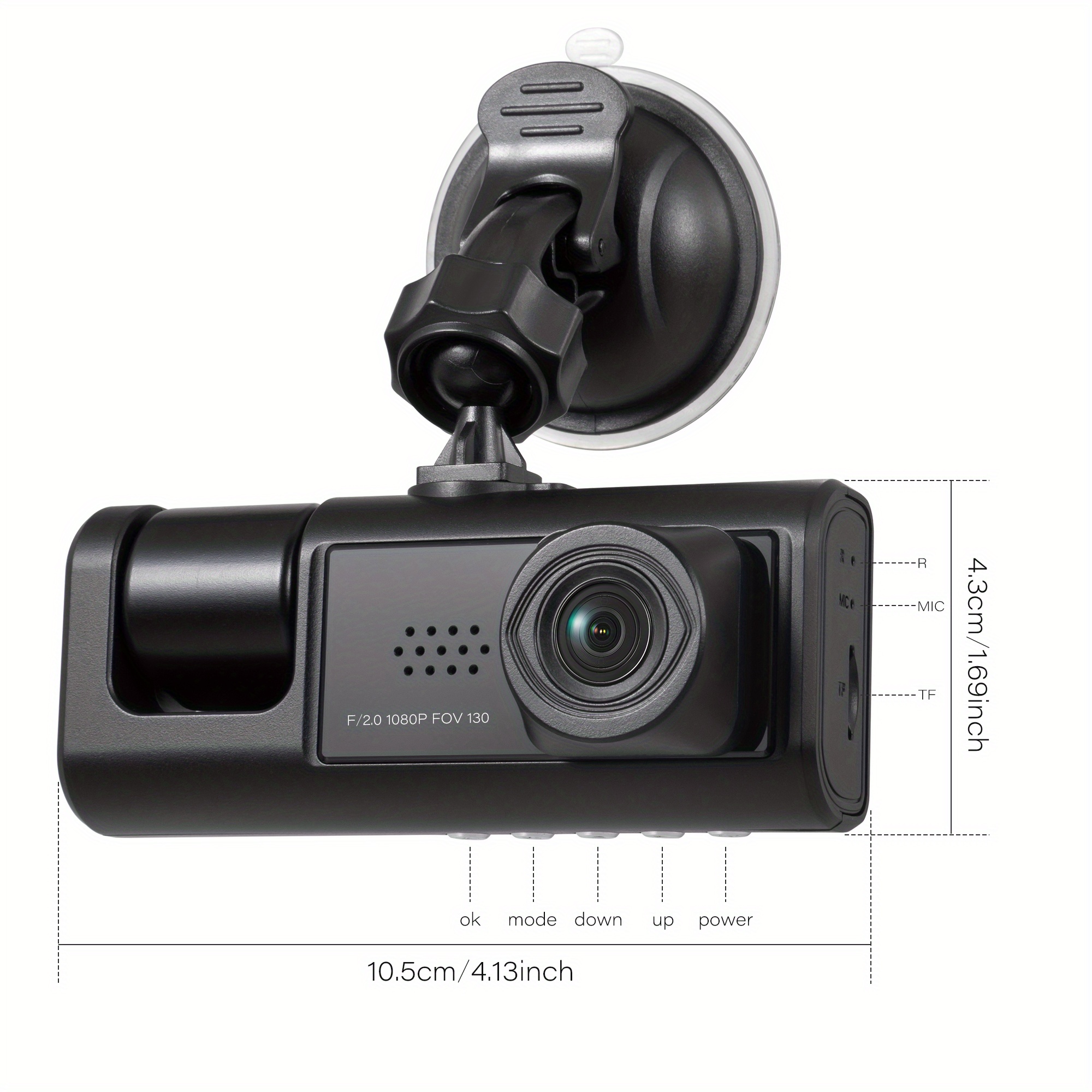 Comprar Icreative Car DVR 3 cámaras Full HD 1080P cámara DVR de doble lente  para coche pantalla IPS de 2,0 pulgadas cámara grabadora trasera delantera