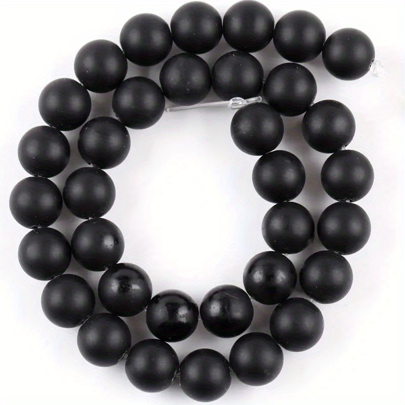 4/6/8/10/12mm Matte Black Stone Beads Round Loose Smooth Beads For Jewelry  Making DIY Bracelets & Necklace