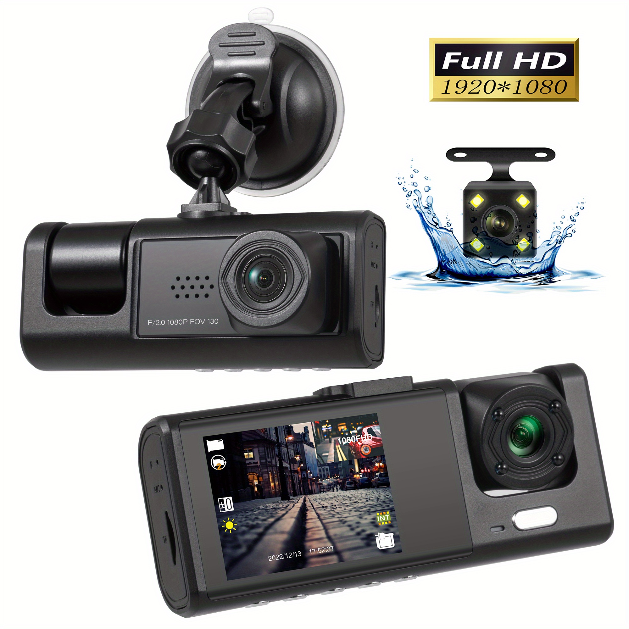 Car Video Recorder 3 In 1 Fhd 1080p 3 Camera Car Dvr Dashcam Rear View  Camera With Rear Lens Night Vision For Truck Auto Suv - Dvr/dash Camera -  AliExpress