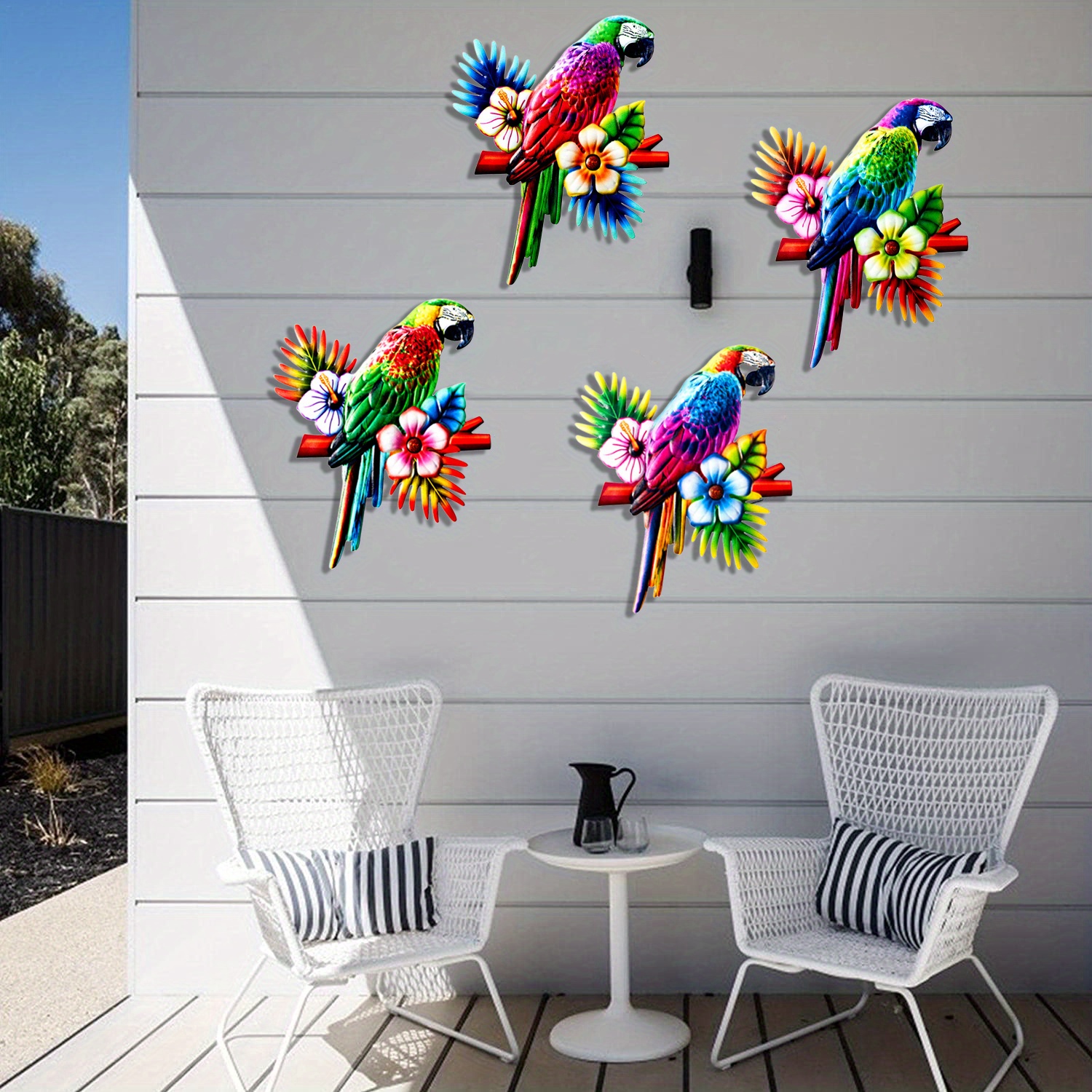 Parrot Garden Decor Ferraycle Metal Bird Wall Art Birds On The Branch ...