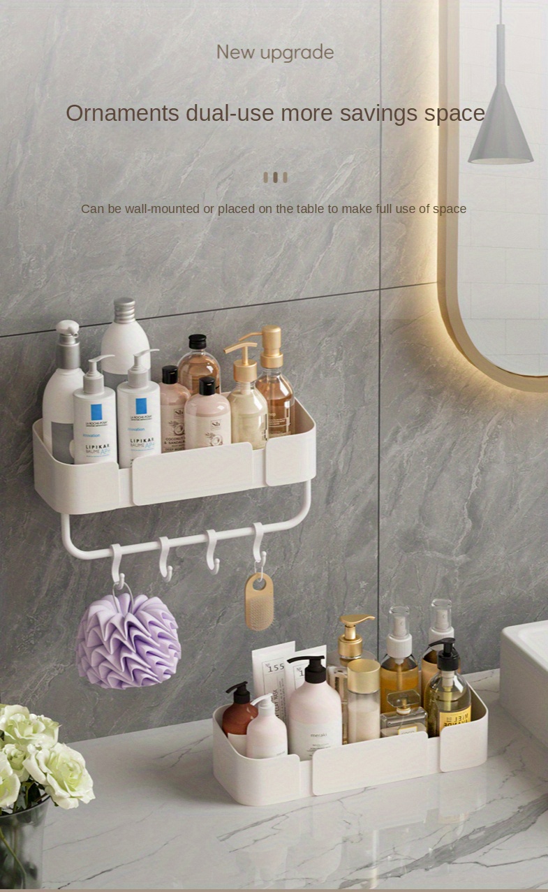 Non perforated Wall Mounted Bathroom Storage Rack With Towel - Temu ...