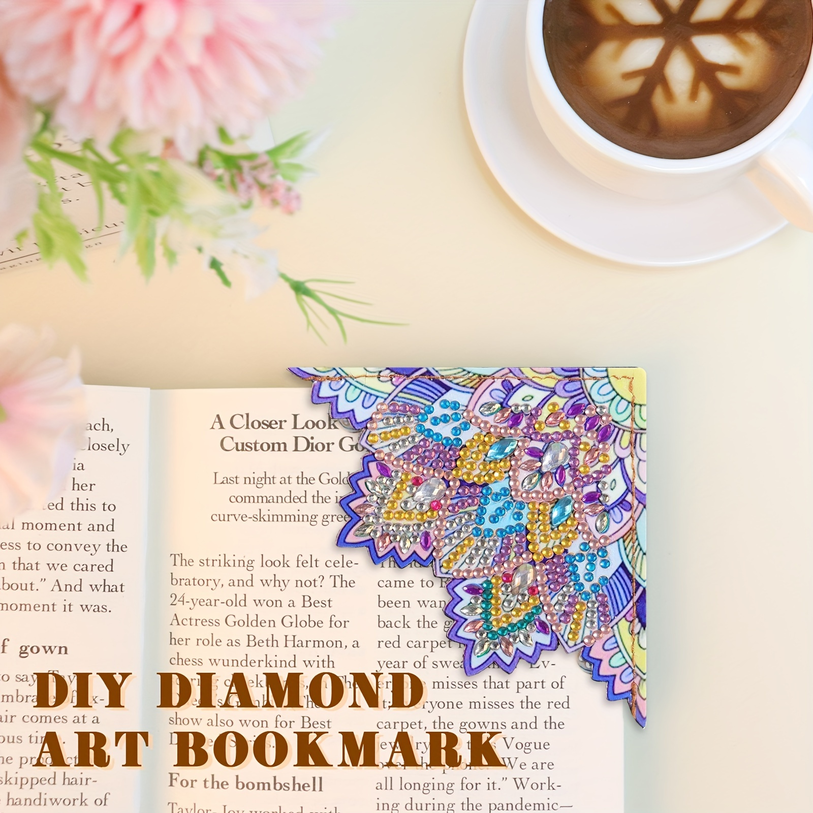 Mandala Artificial Diamond Painted Corner Bookmark 5d Diy - Temu