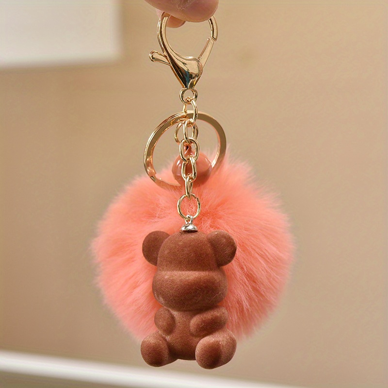 Colorful Bear Keychain Woven Leather Rope Animal Doll Key Ring Couples Gift Key  Chain for Bags Creative Car Accessories Pendant
