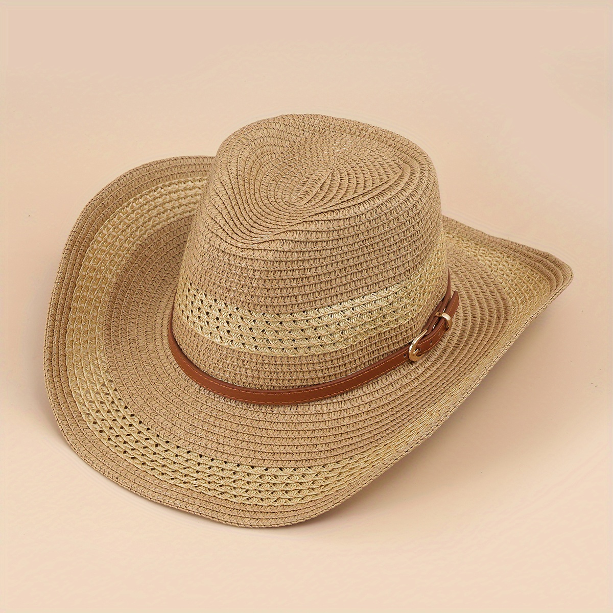 Straw Cowboy Hat Boho Jazz Sun Hat Unisex Western Cowgirl Hat