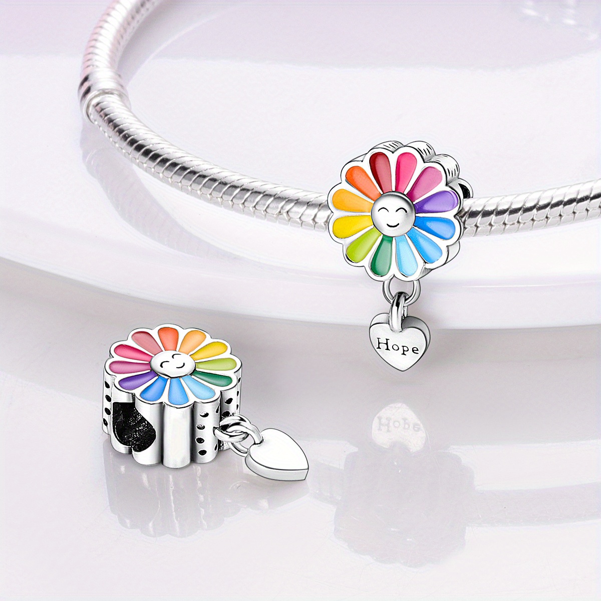 Kids Jewelry Rainbow Charm Sunflower Girl Bracelet