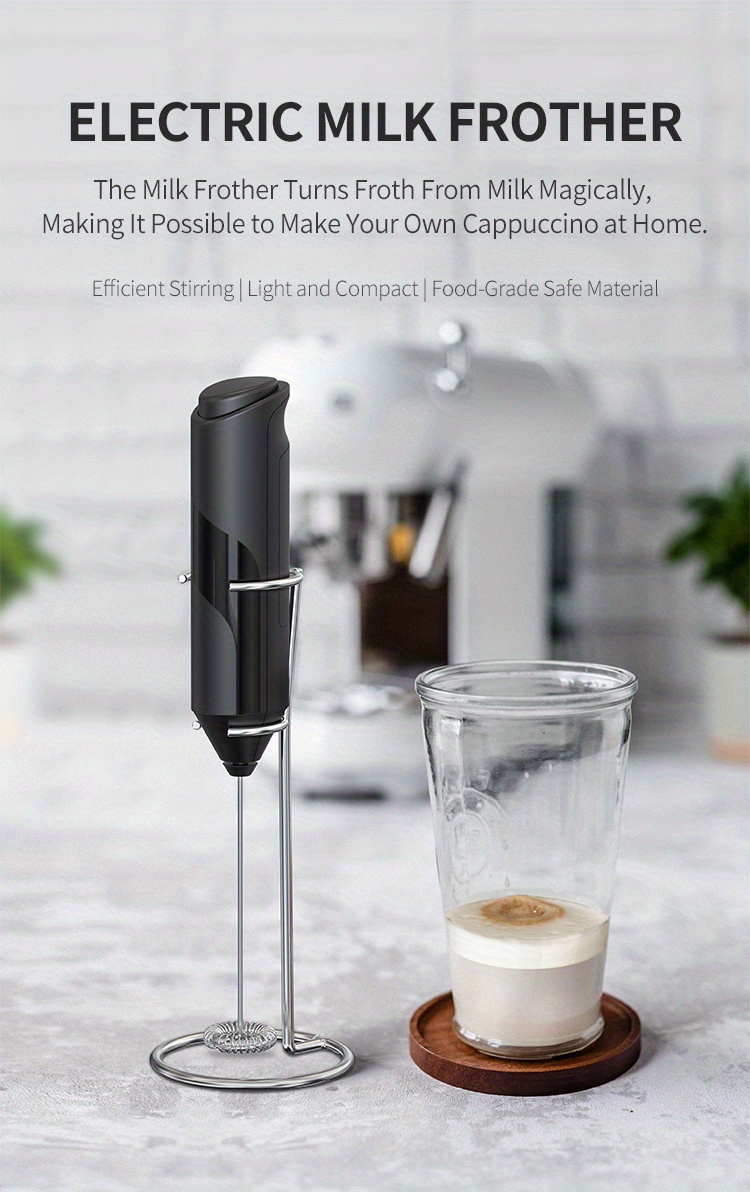 Electric Milk Frother, Handheld With Stainless Steel Stand, Usb-charging  Foam Maker, Mini Blender And Electric Mixer Coffee Frother For Frappe,  Latte, Matcha, Baking Supplies Kitchen Accessaries - Temu