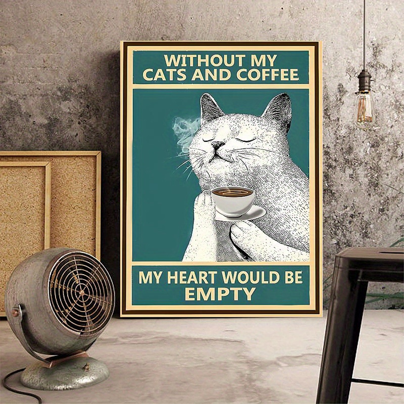 1 Pc Funny Living Room Decor Cat Vintage Canvas Poster Bar Cafe Wall