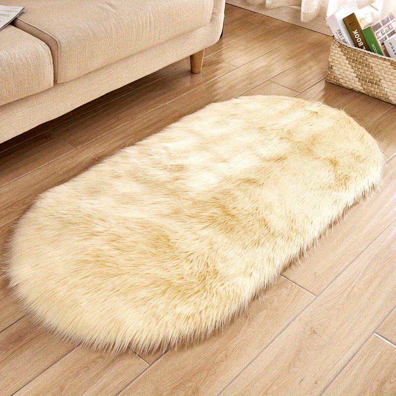 Oval Plush Rug Bedside Foot Cushion Sofa Foot Cushion Carpet Temu