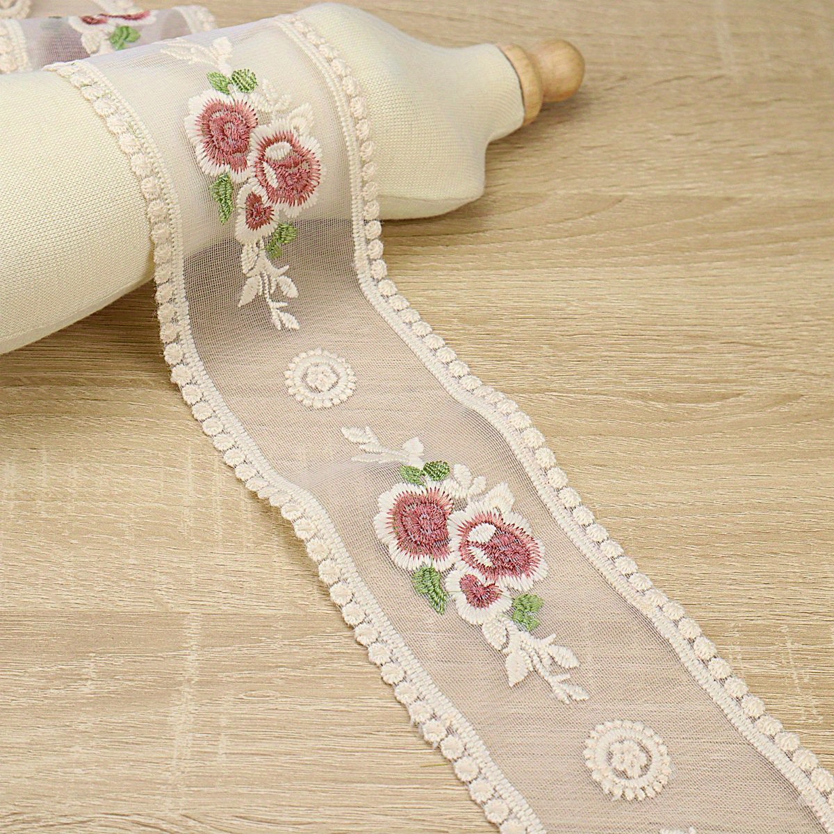 2 Yards Rose Flower Embroidery Tulle Lace Trim Vintage - Temu