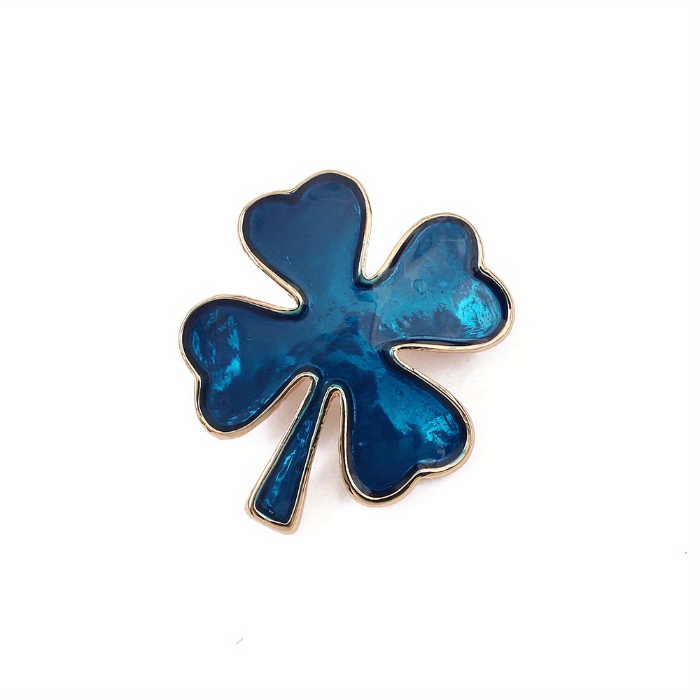 Cat's Eye Lucky Four Leaf Clover Small Brooch Collar Pin