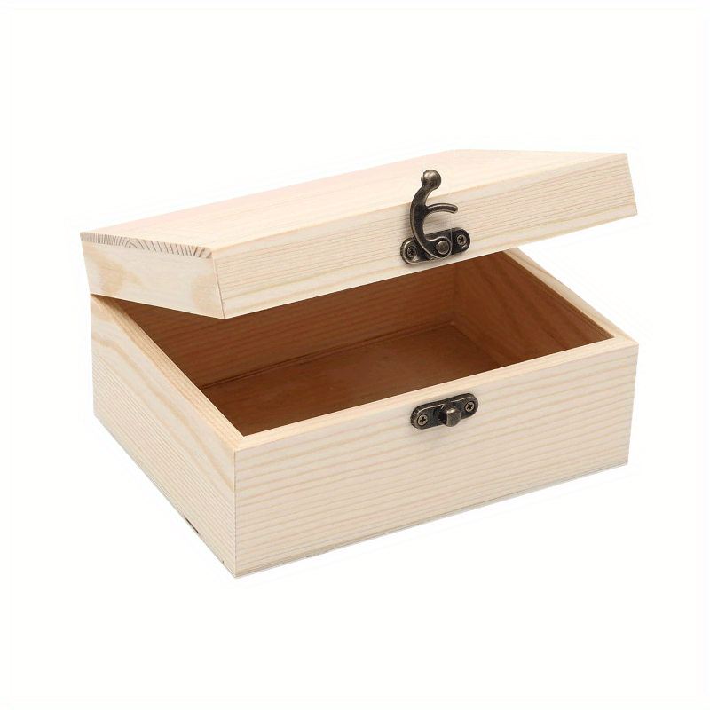 DAJAVE Caja de madera sin terminar, caja grande de madera con tapa con  bisagras y cierre frontal, caja de madera de pino, cajas de almacenamiento  para manualidades, manualidades y almacenamiento en el hogar (12 x 9 x 5  pulgadas  