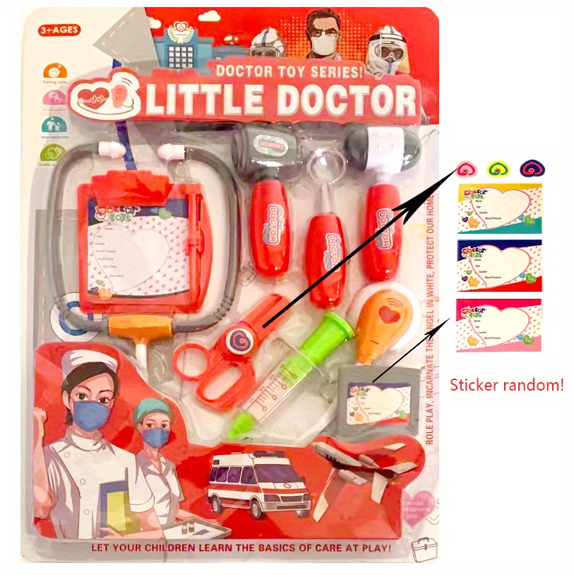 Doctor Toys Kids Wooden Pretend Play Kit Games for Girls Boys Red