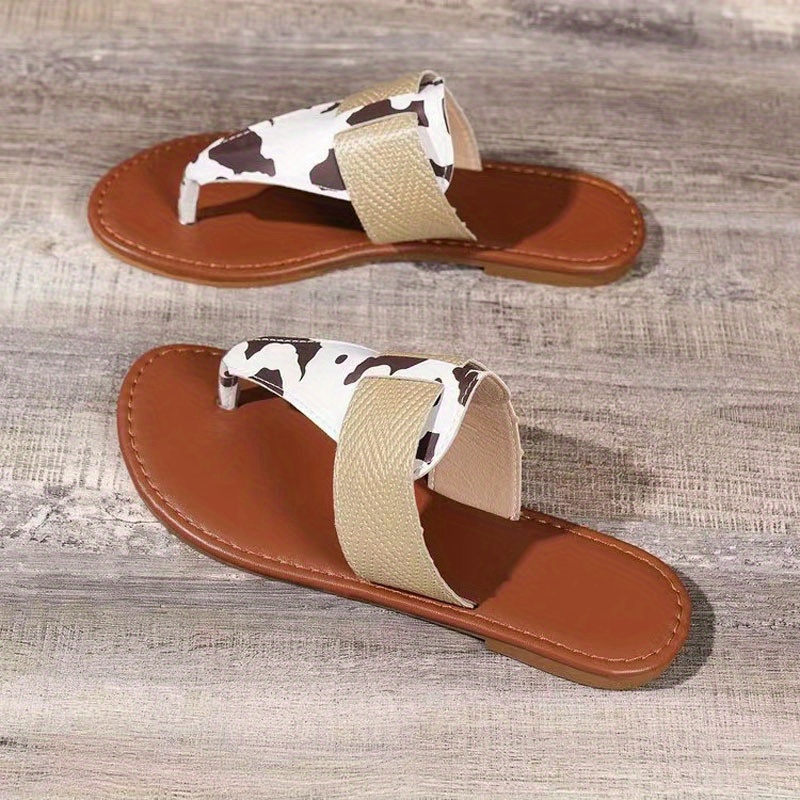 Women's Floral Flat Flip Flops Fashionable Open Toe Non Slip