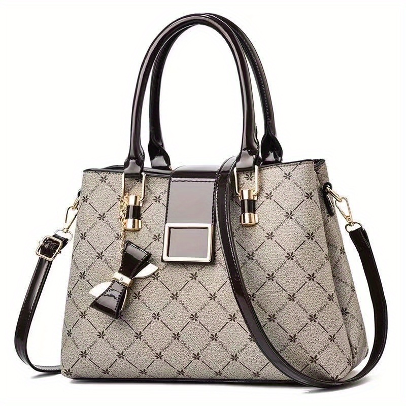 Checkered Handbags for Women Large Tote Purses Designer Shoulder Bags Top  Handle Satchel Fashionable Leather Handbag 