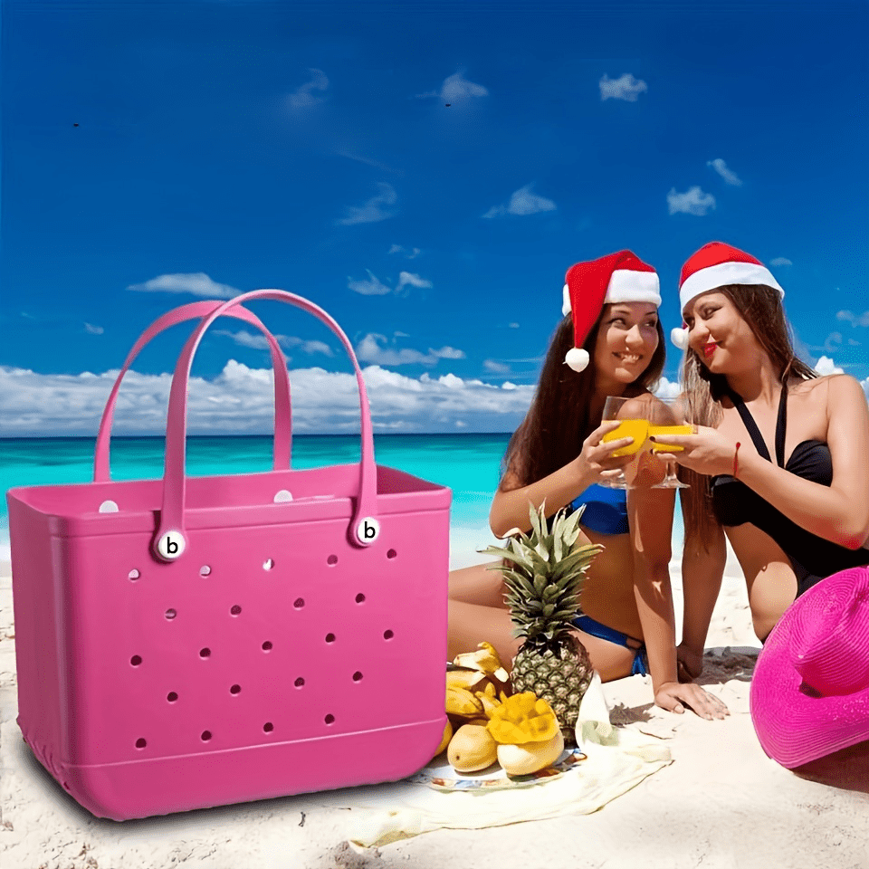 Solid Color Waterproof Beach Bag, Portable Handbag For Outdoor Sports,  Portable Travel Beach Boat Swimming Pool School Sports Tote Bag Travel  Durable Rubber Handbag - Temu Mexico
