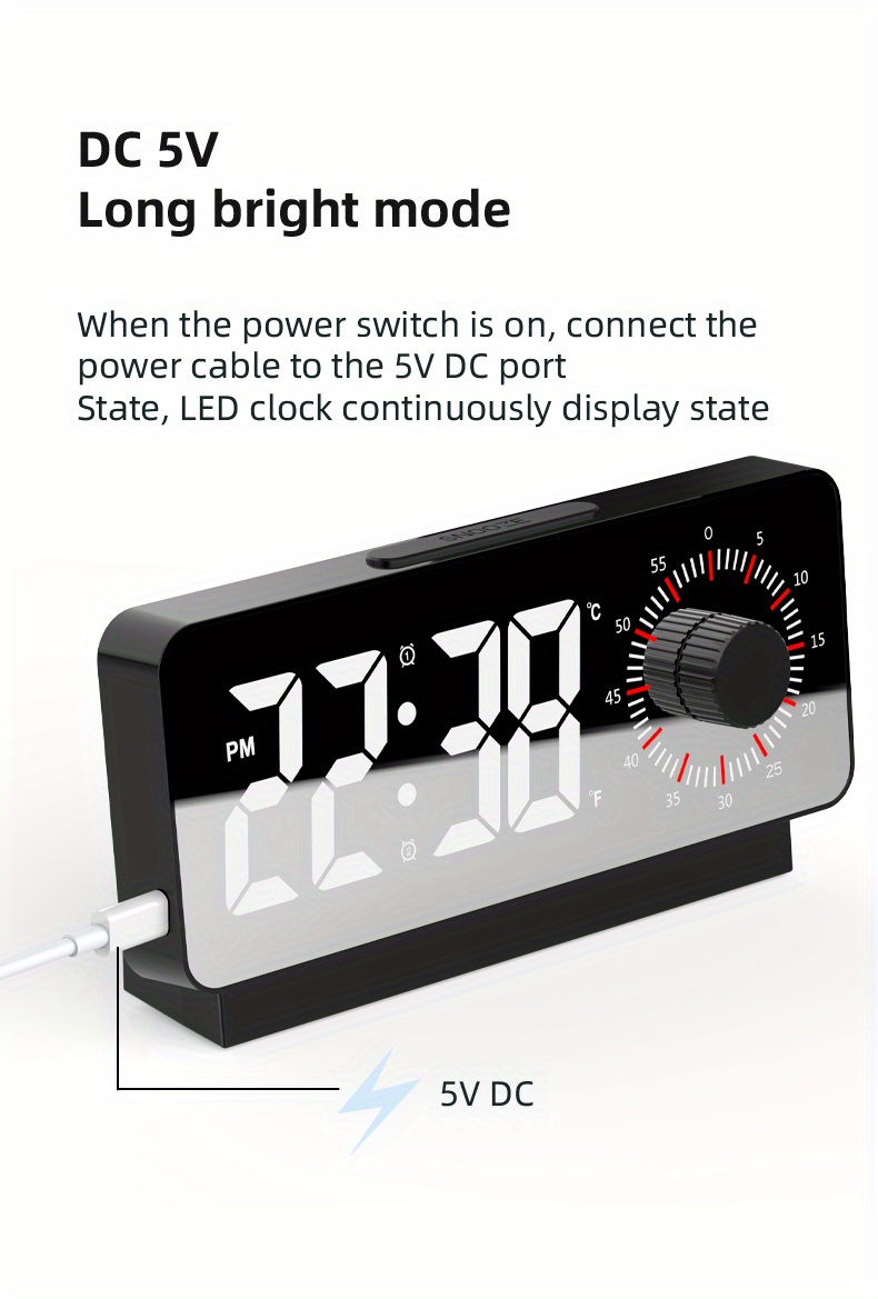 Countdown Alarm Clock Dual Display Visual Manager Alarm Clock Plug In