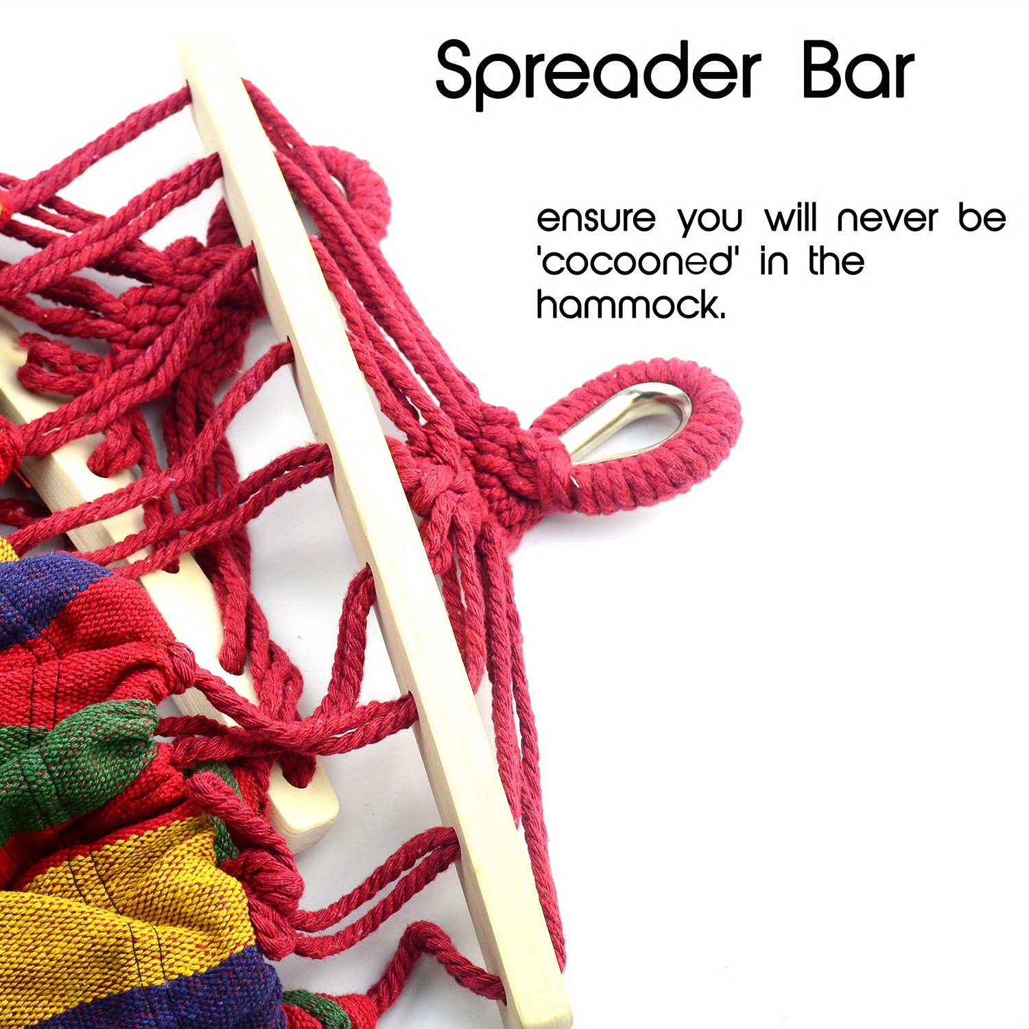 Portable Double Hammock Colorful Stripe Camping Hammocks Spreader Bar