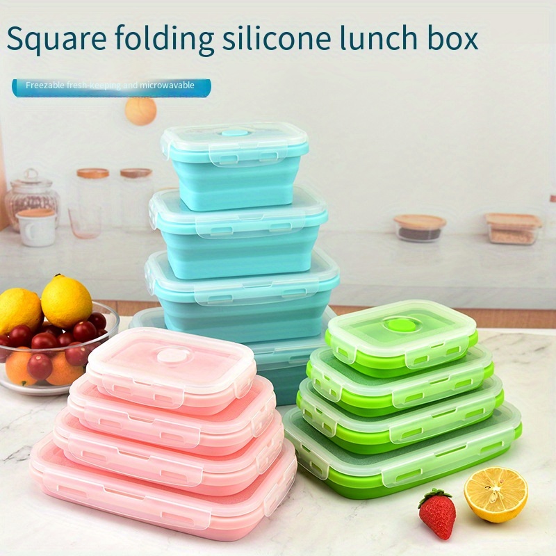 4 Sizes Collapsible Silicone Food Container Portable Bento Lunch Box  Microware Home Kitchen Outdoor Food Storage Containers Box