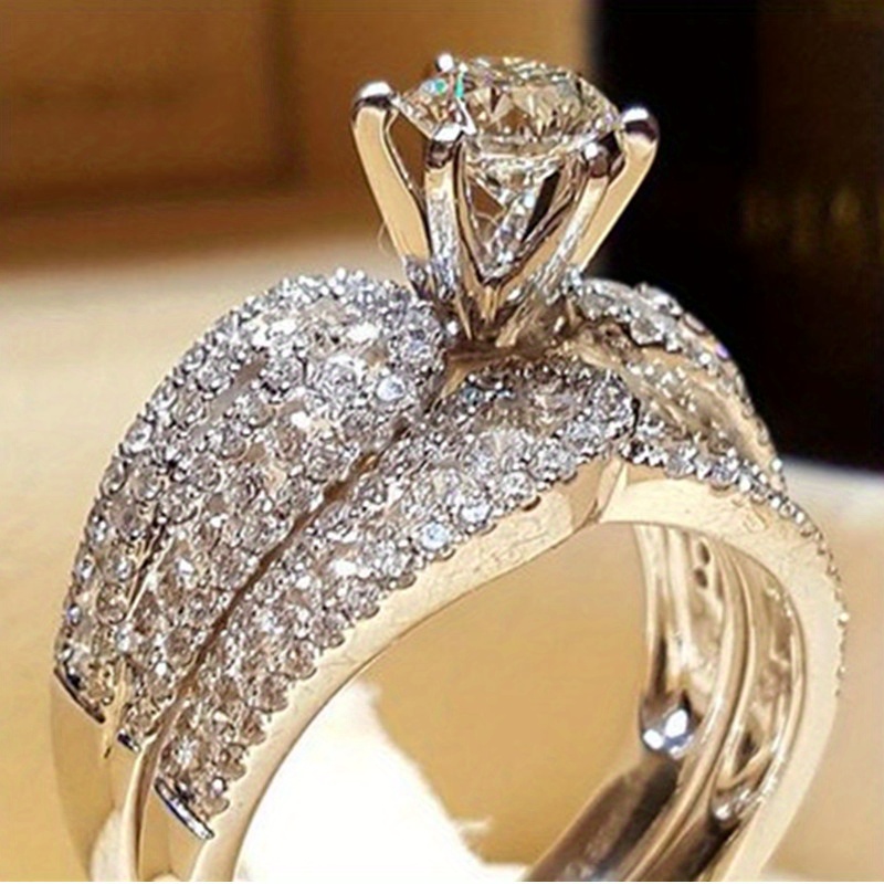 Bridal Wedding Rings 2 Pcs Set 925 Silver Plated