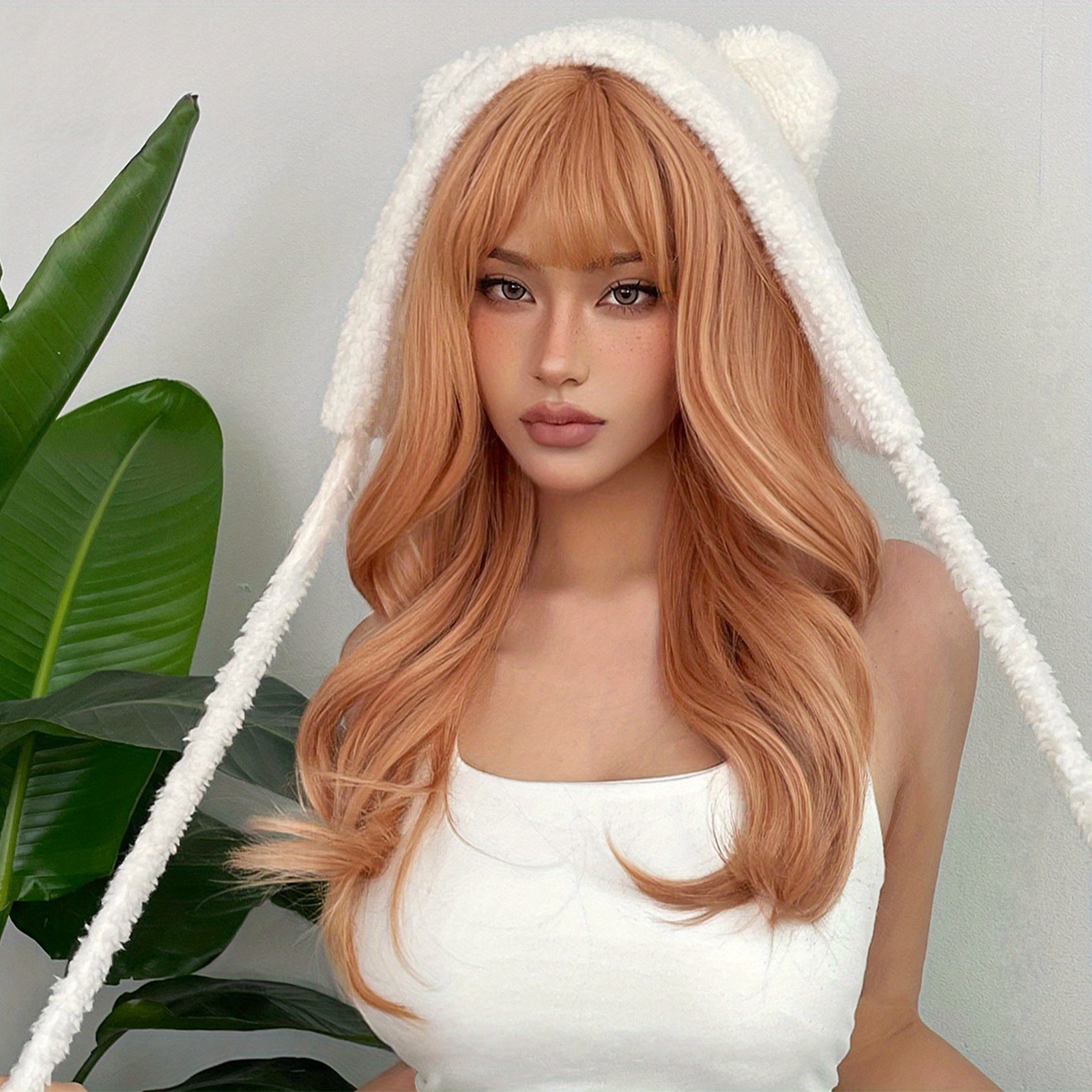 Blonde Long Body Wave Hair Wigs Bangs Synthetic Rose Net Temu