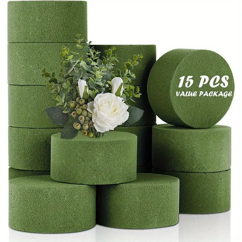 6/15pcs Floral Foam, Green Foaming Glue Blocks For Artificial Flowers,  Round Wet And Dry Foam Brick, Florist Foam For Flower Arrangement