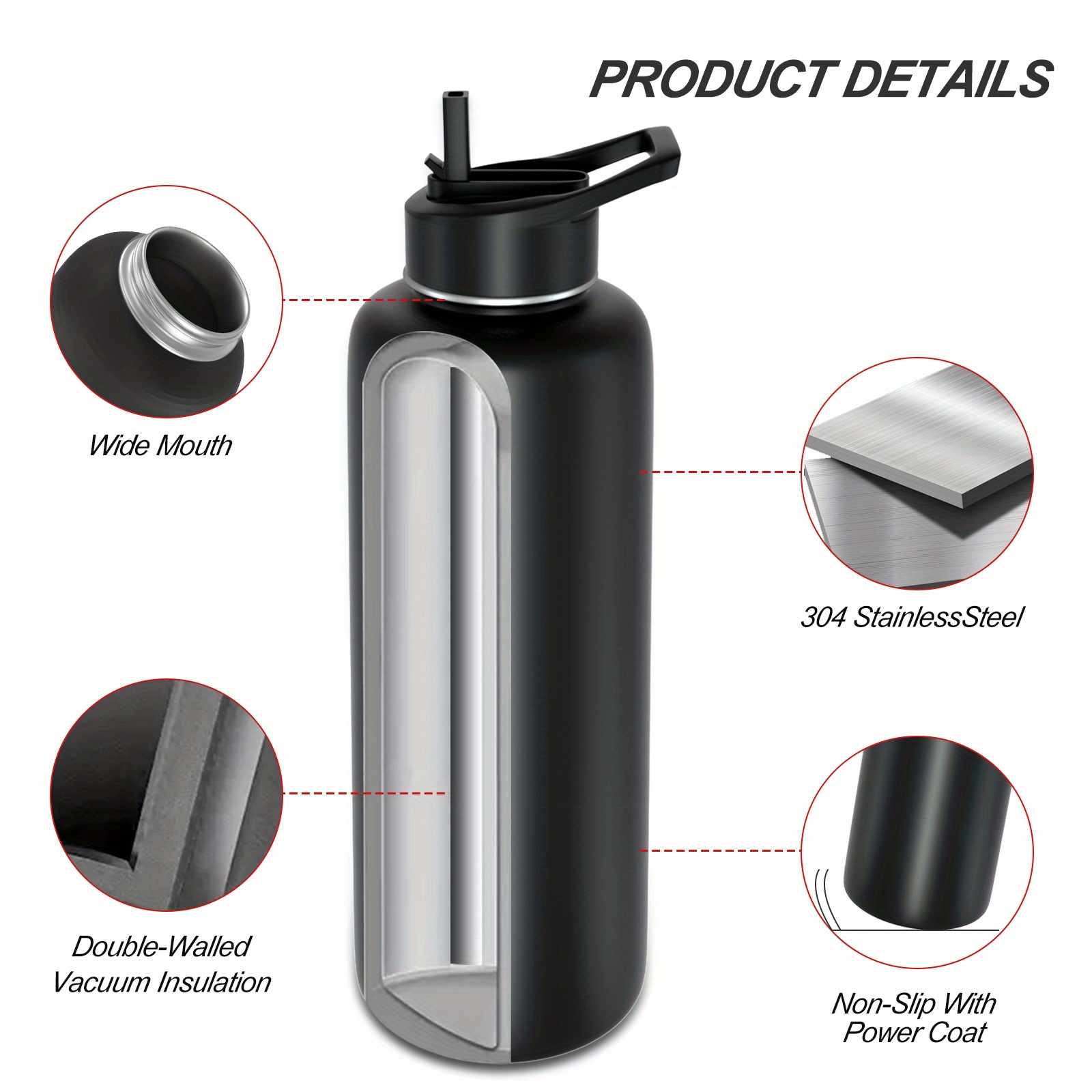 304 Stainless Steel Thermos Water Bottle Insulation Cup Outdoor