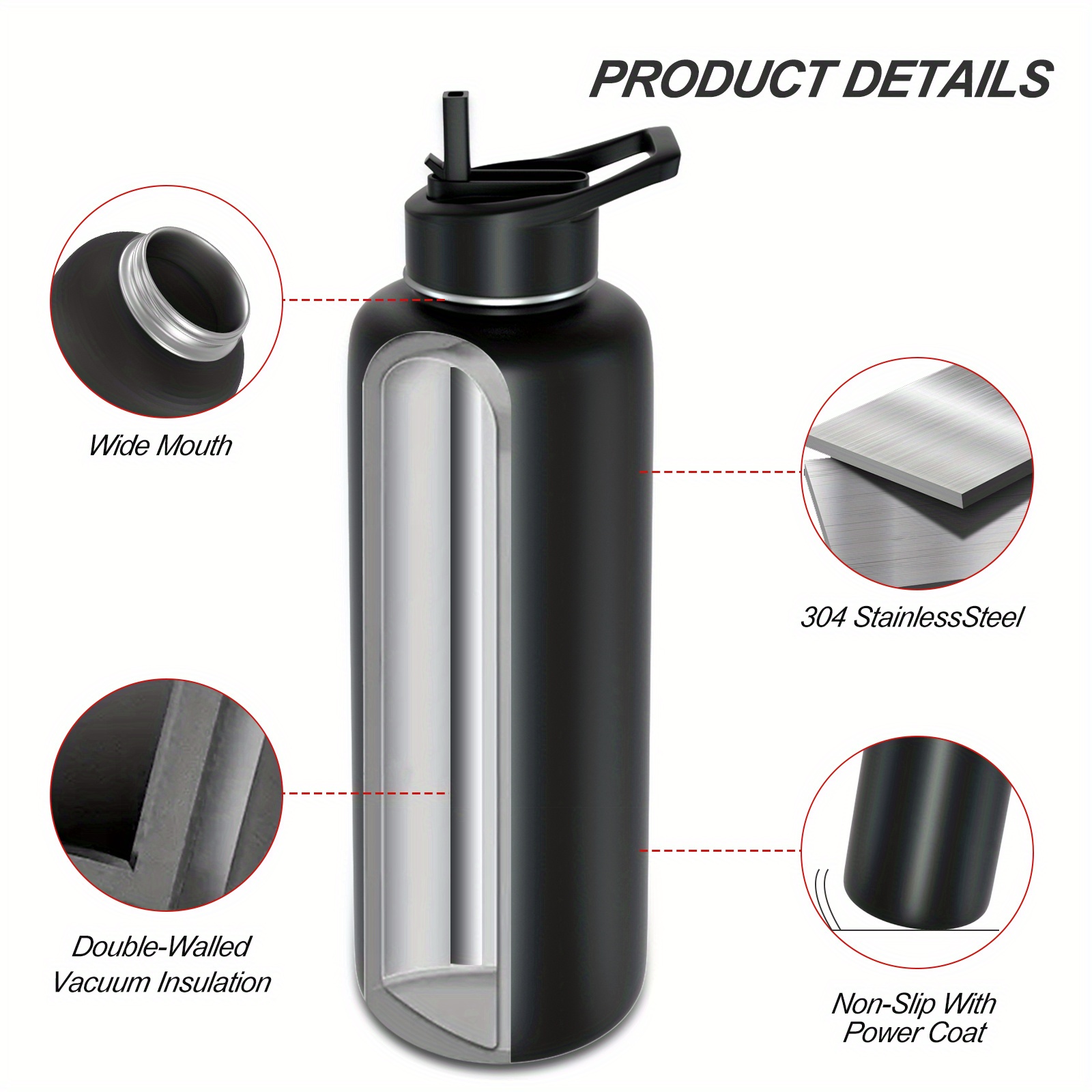 304 Stainless Steel Thermos cup Double-layer Vacuum Wide-mouth