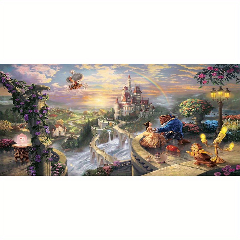 5d Diy Artificial Diamond Painting Kit Cartoon Beauty And The Beast Round  Full Of Diamond Embroidery Mosaic Art Picture Home Decor - Temu