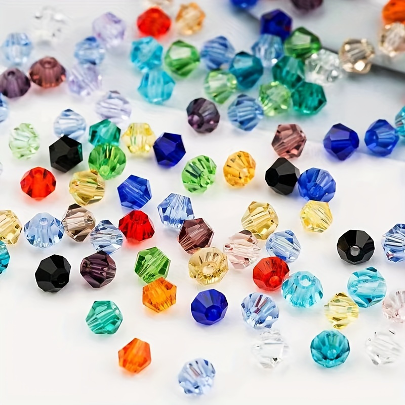Double Cone Crystal Rhombus Colorful Glass Beads Handmade - Temu