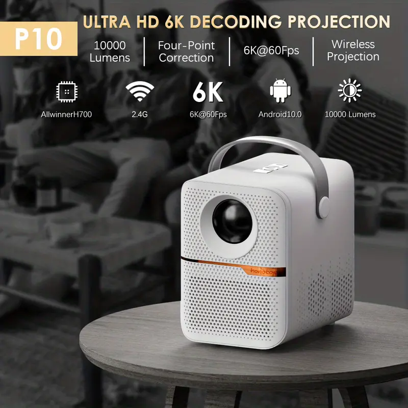 android tv 10 0 mini projector video movie projector with wifi and bt outdoor portable projector compatible with ios android windows usb details 1