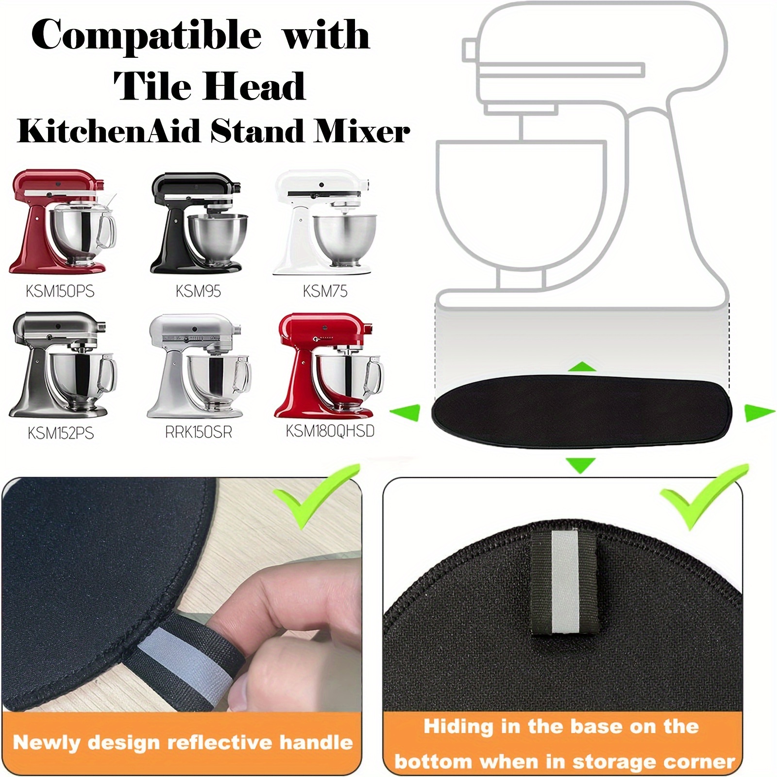 Bamboo Sliding Mat for Kitchenaid Mixer, Mixer Mover Slider Mat Pad  Compatible with Kitchenaid 4.5-5 Qt Tilt-Head Stand Mixer,Kitchen Appliance  Slider