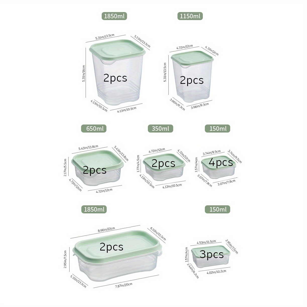 Food Container Set Plastic Transparent Crisper Box Set - Temu