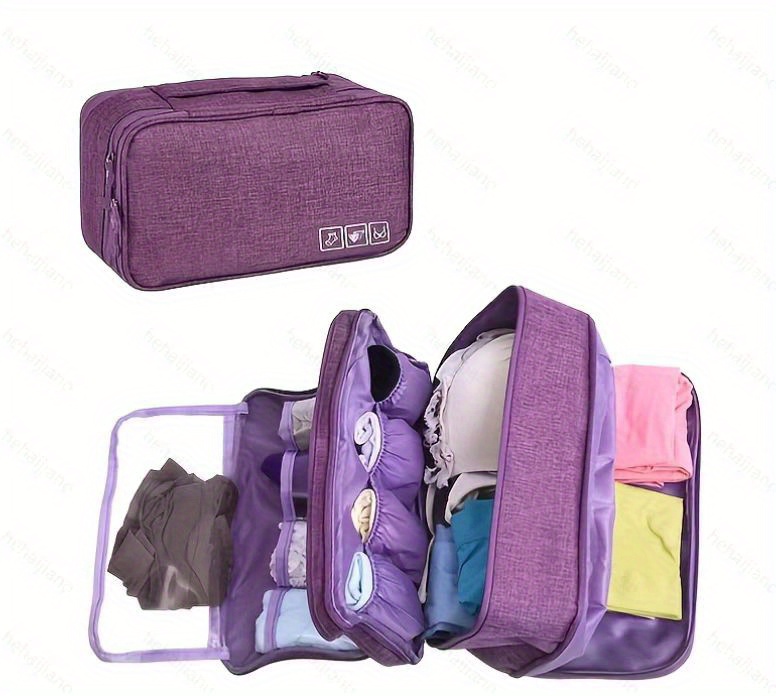 Underwear Bra Storage Bag Travel Organizers Multi-Layer Toiletry  Packing-Blue