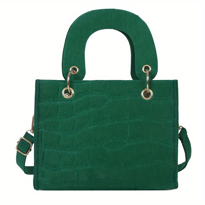 Crocodile Embossed Square Bag Fashion Style Felt