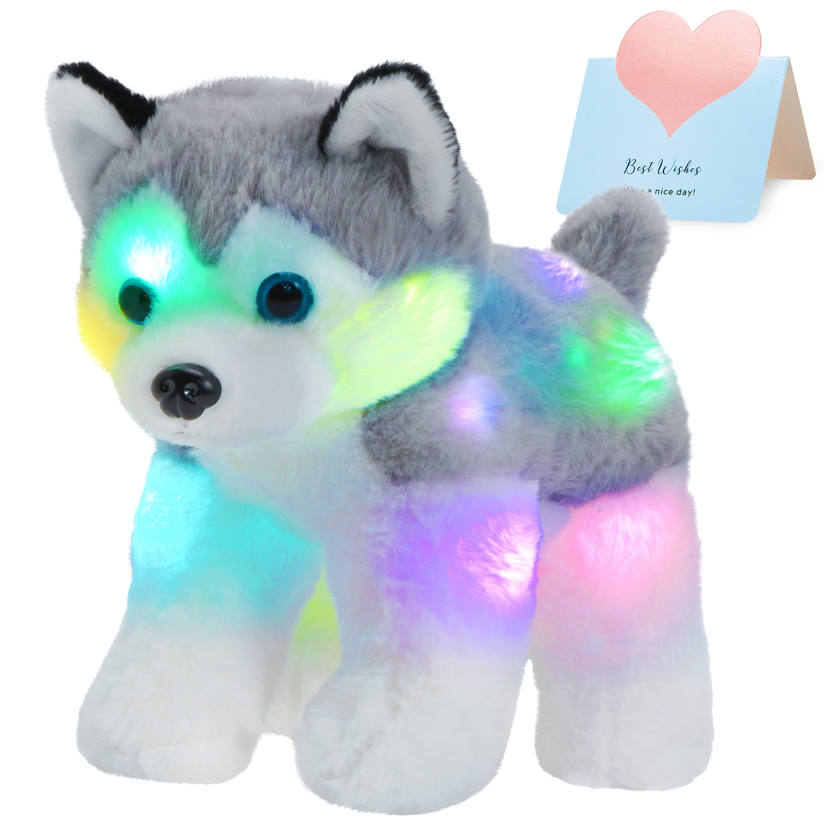 Glowing Husky Puppy Plush Toy, Soft And Cute Stuffed Animal, Interior  Decoration Ornament, Without Batteries, 7X15 Inches (17X38cm)