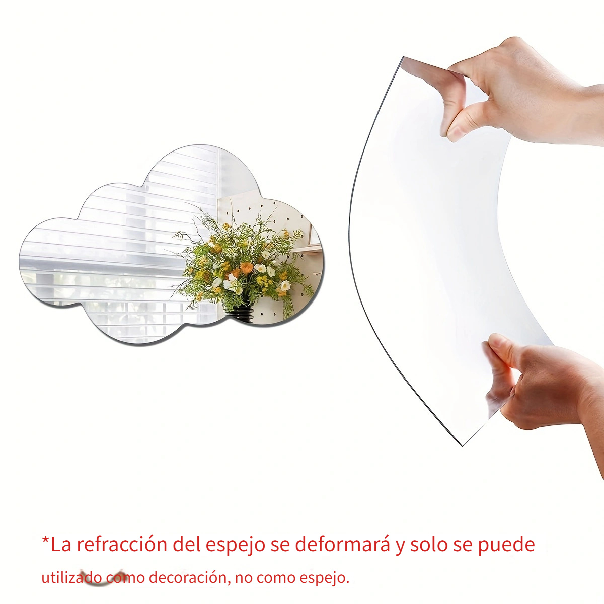 1pc Lindo Espejo En Forma Nube Plástico Pared Espejo - Temu