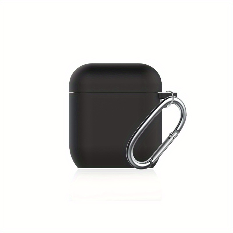 AirPods Case- Silicone Protective Shockproof Case Cover Skins with Keychain  Compatible with Apple AirPod 2 & 1, Black 