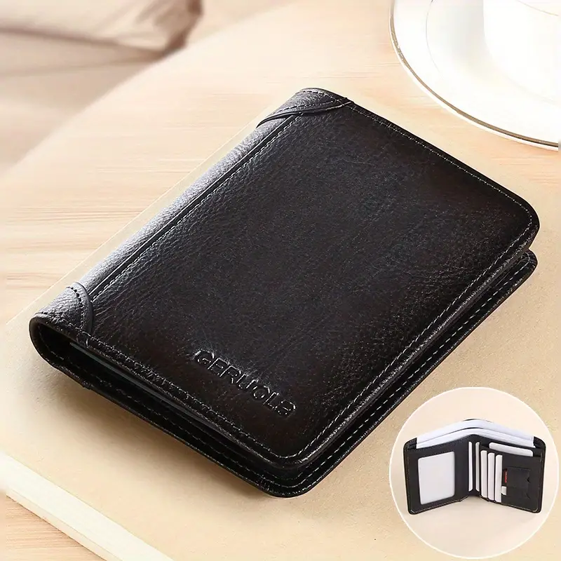 Men's Wallet Leather Card Holder Thin And Short Wallet New Retro Style  Leather Credit Card/id Holder Insert Wallet - Temu