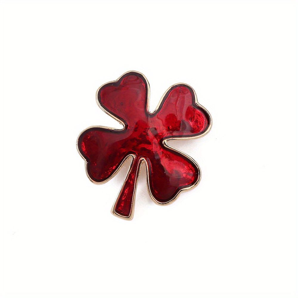 Cat's Eye Lucky Four Leaf Clover Small Brooch Collar Pin