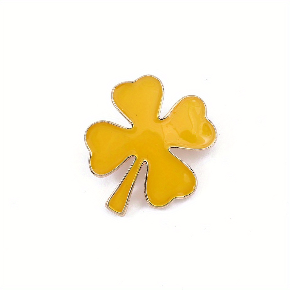 Cat's Eye Lucky Four Leaf Clover Small Brooch Collar Pin