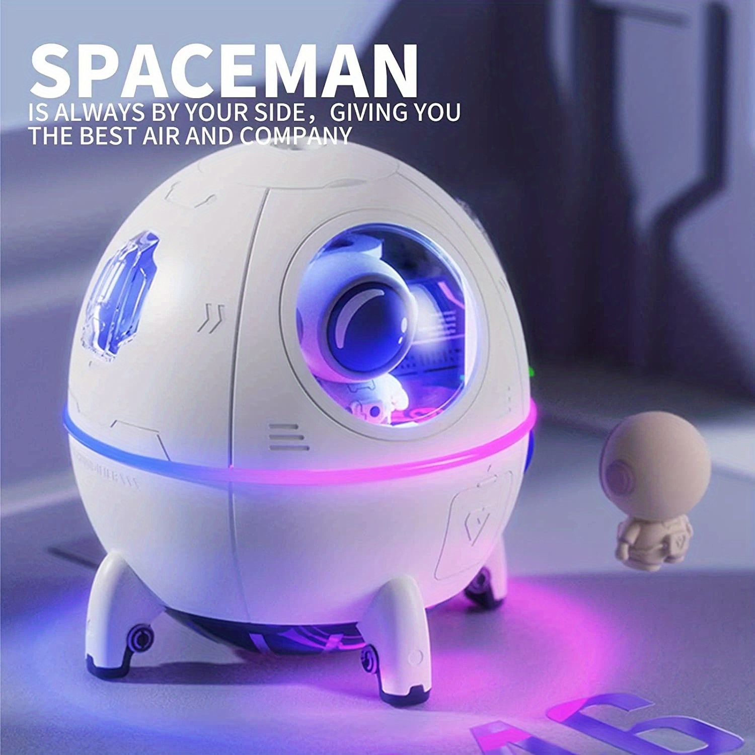 portable astronaut humidifier with led light and aroma diffuser usb powered for clean and hydrated air details 0