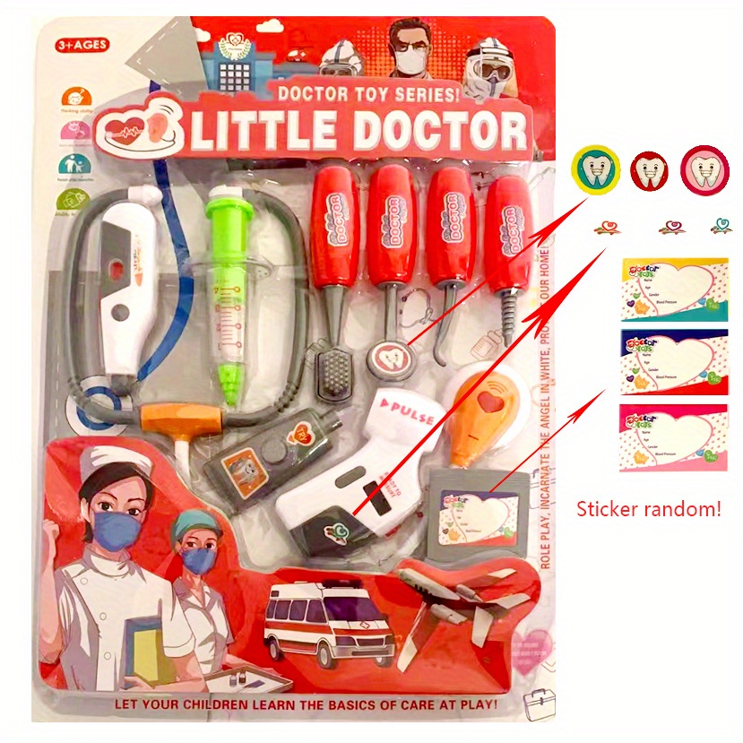 Médico brinquedos para crianças conjunto crianças de madeira fingir jogar  kit jogos para meninas meninos vermelho