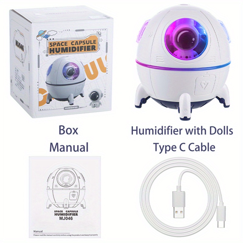 portable astronaut humidifier with led light and aroma diffuser usb powered for clean and hydrated air details 8