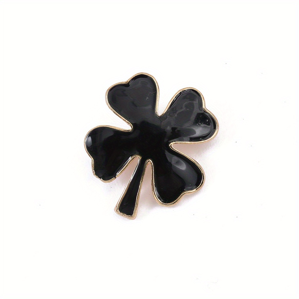 Cat's Eye Lucky Four Leaf Clover Small Brooch Collar Pin