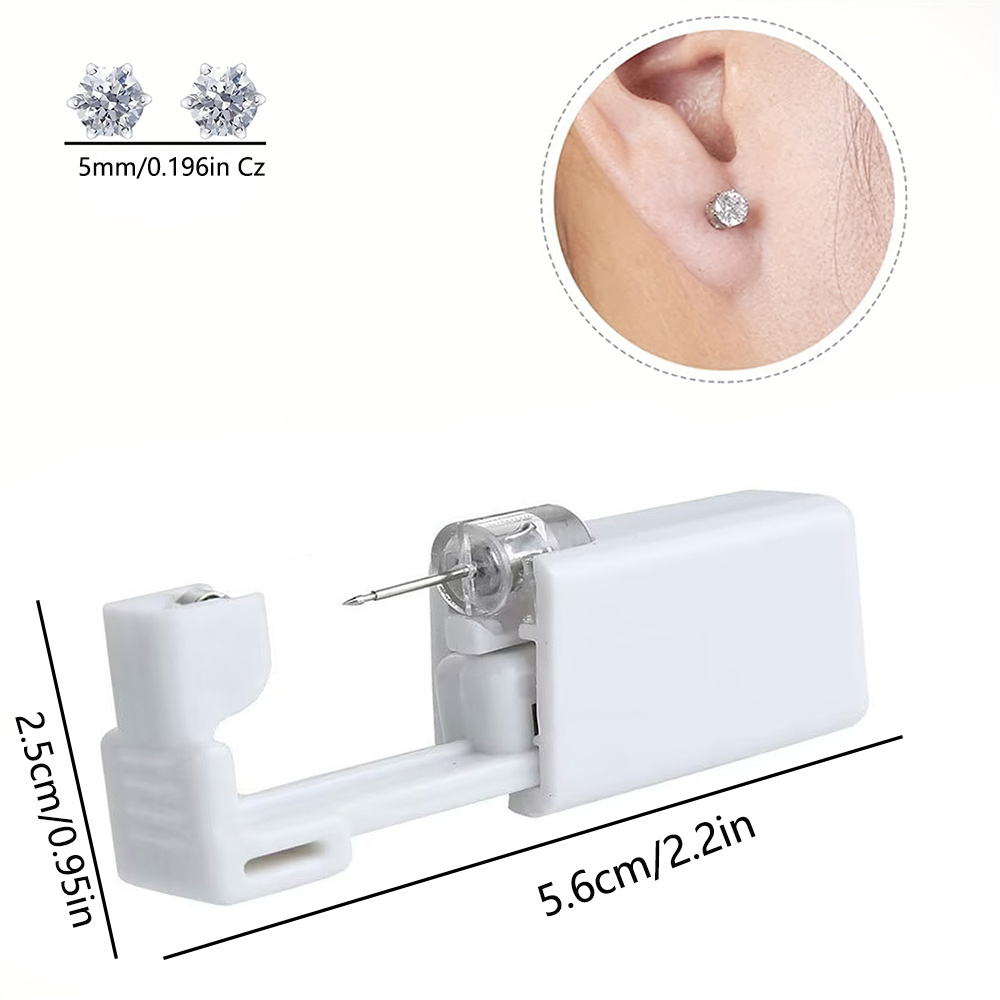 2 Pcs Ear Piercing Kit, Anzero Disposable Sterile Ear Piercing Kit Painless  Ear Piercing Gun Tool (5mm)