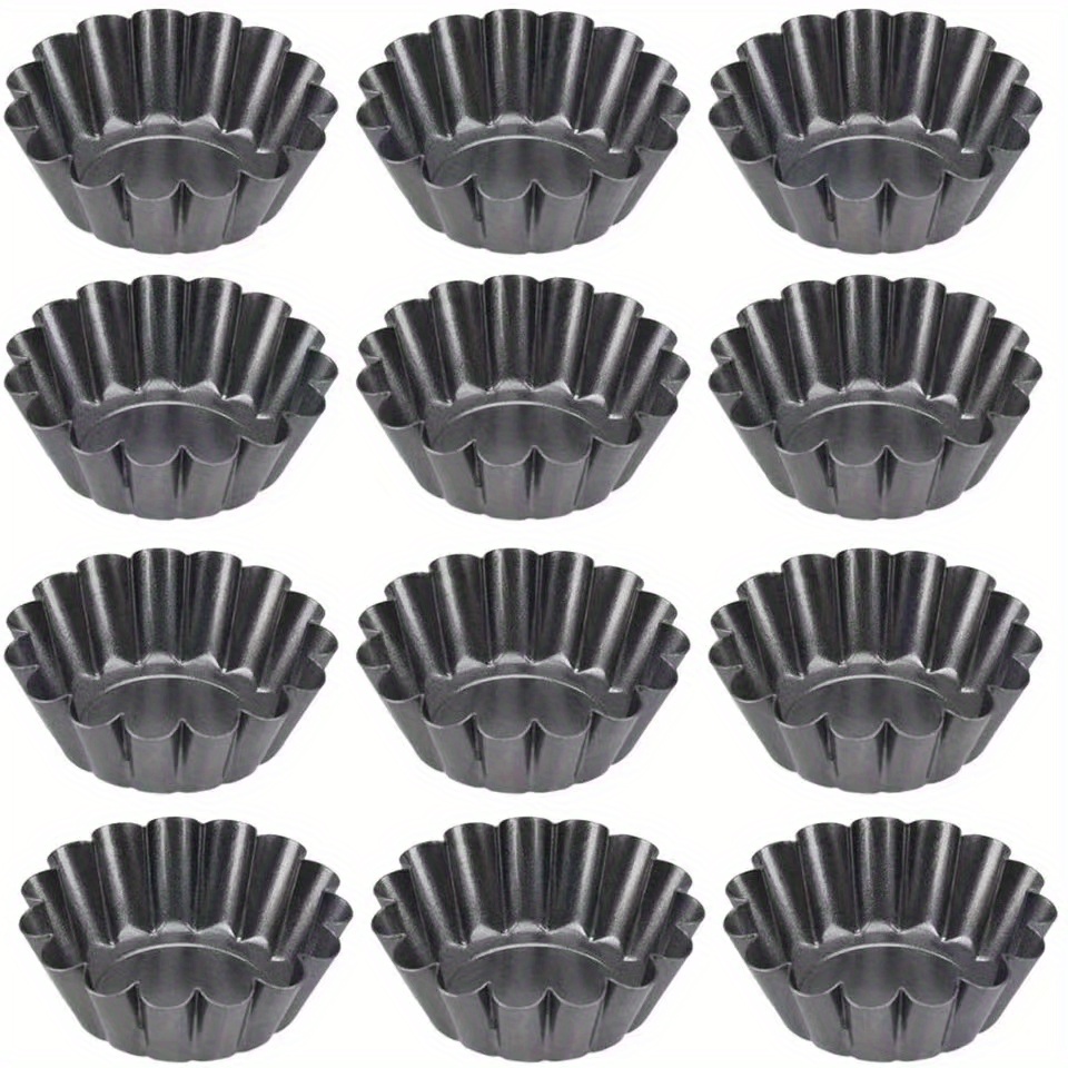 12 paquetes de moldes para tarta de huevos, tamaño más grande de 3 x 0.9  pulgadas, molde para magdalenas, muffins, molde de hojalata, herramienta  para