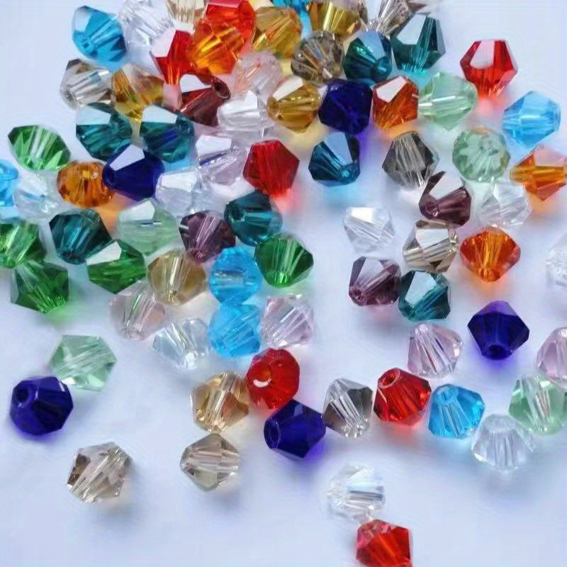 Double Cone Crystal Rhombus Colorful Glass Beads Handmade - Temu