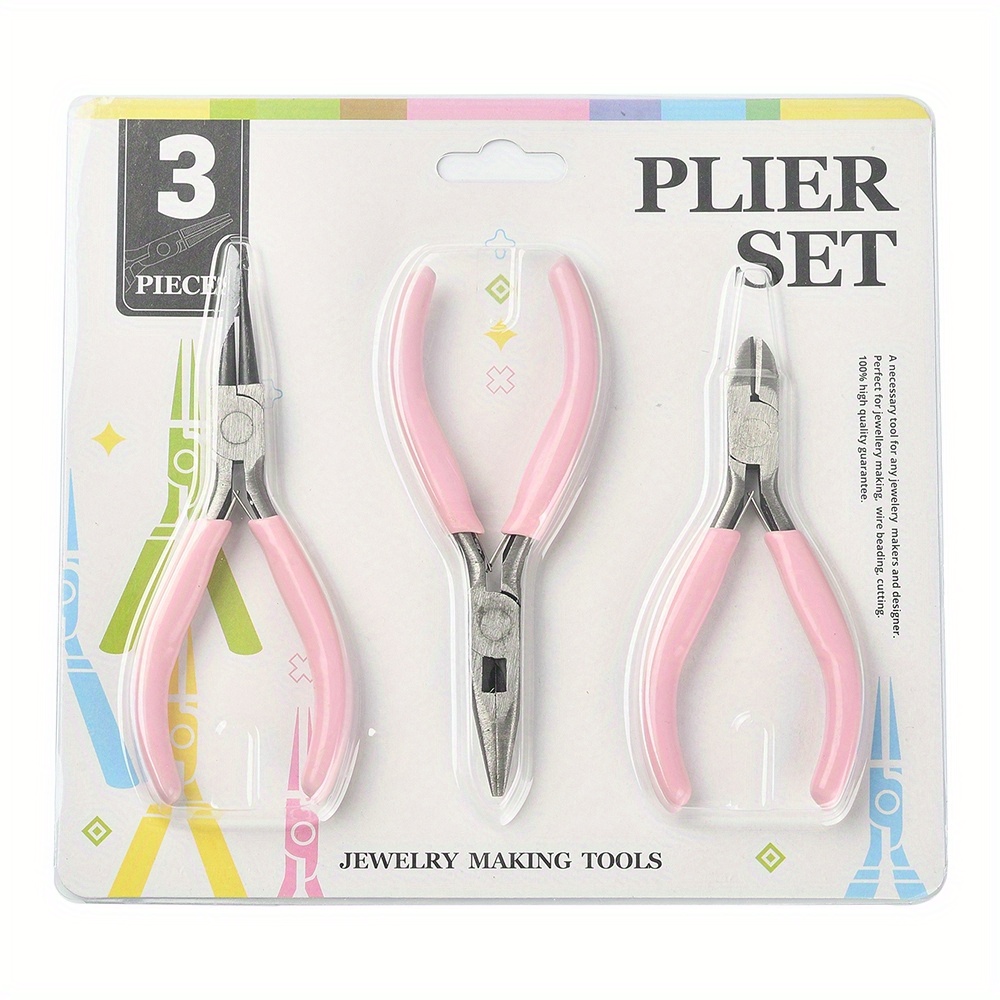 3pcs Jewelry Making Pliers Set - Needle Nose, Chain Nose, Round