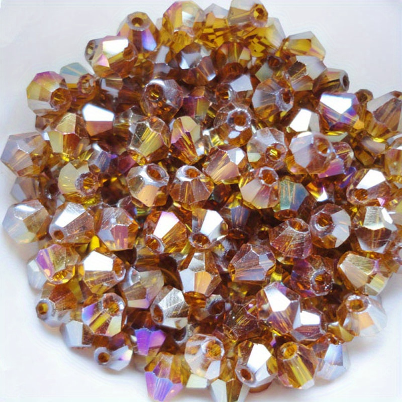 Double Cone Crystal Rhombus Colorful Glass Beads Handmade - Temu